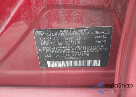 2012 Hyundai Sonata Gls from USA, damaged, VIN 5NPEB4AC7CH364276